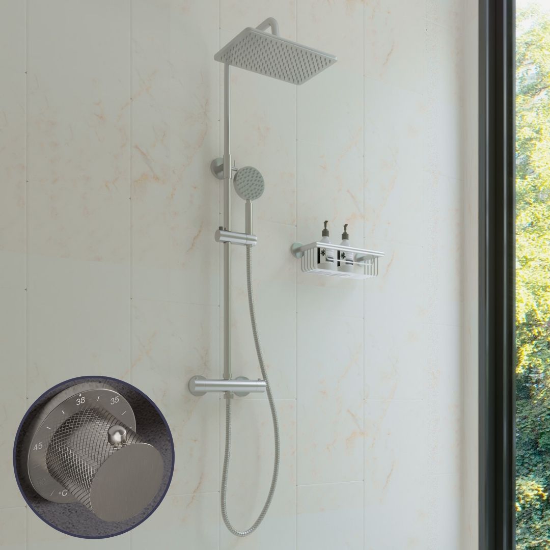 Saniclear Vision Curved opbouw regendouche met 20x30cm hoofddouche RVS