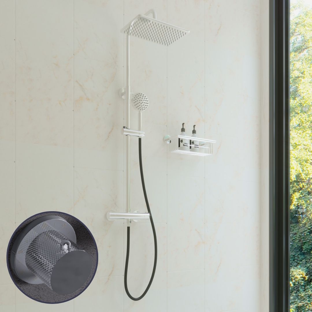 Saniclear Vision Curved Pro opbouw regendouche met 20x30cm hoofddouche chroom