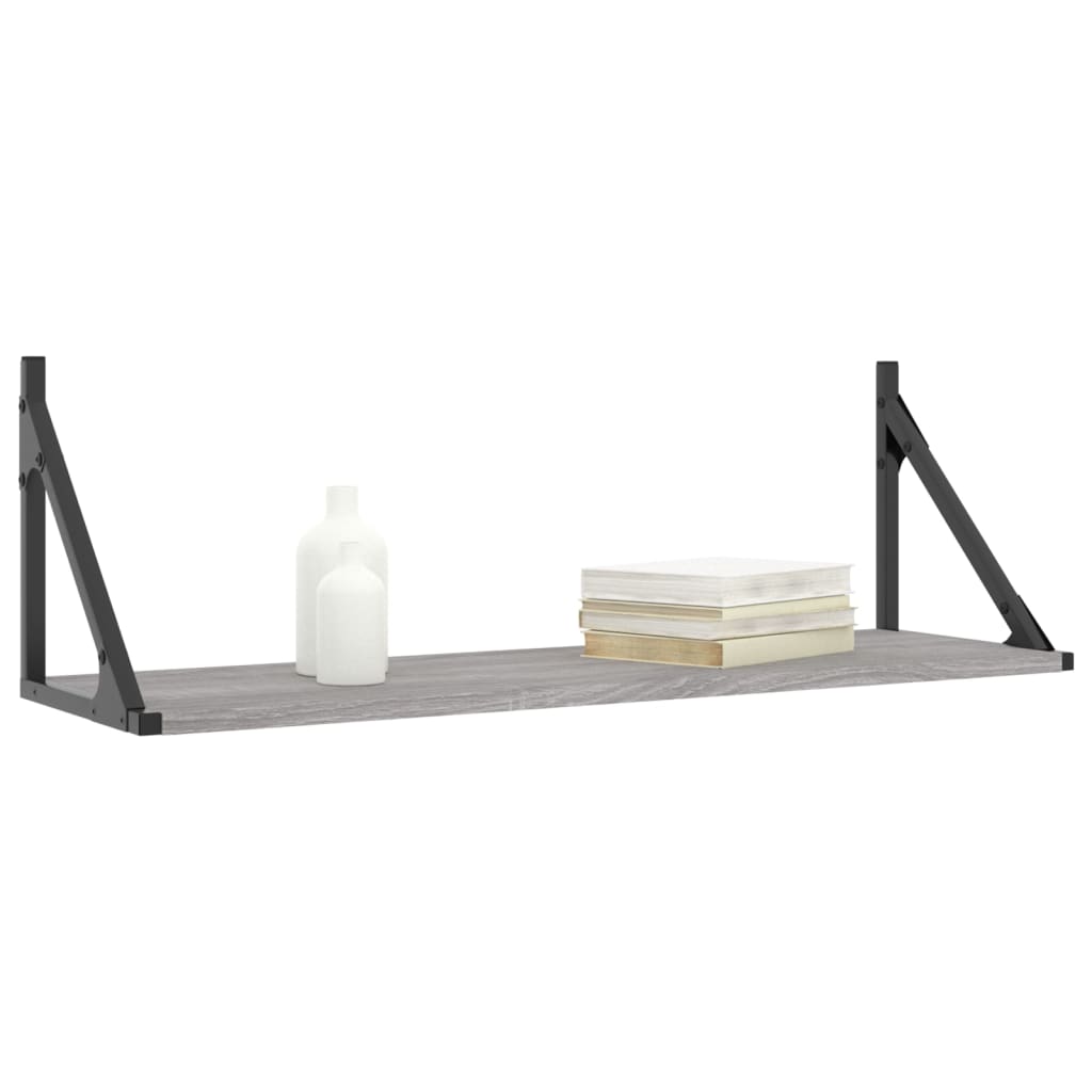 vidaXL Wandschappen 2 st 80x25x25,5 cm bewerkt hout grijs sonoma eiken