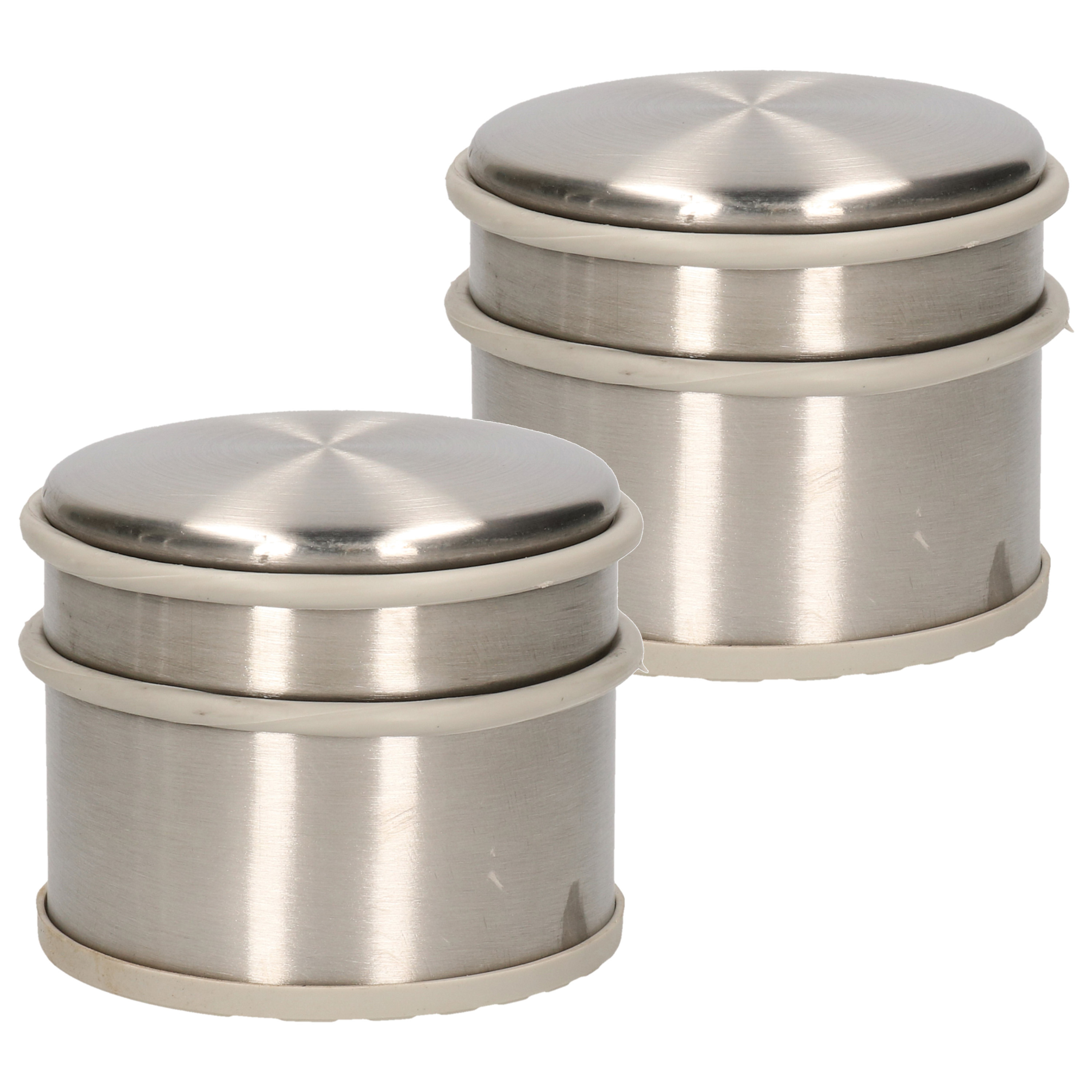 Alpina 2x stuks deurstopper van 1.1 kilo staal met grijs kunststof rand 9 x 7 cm -