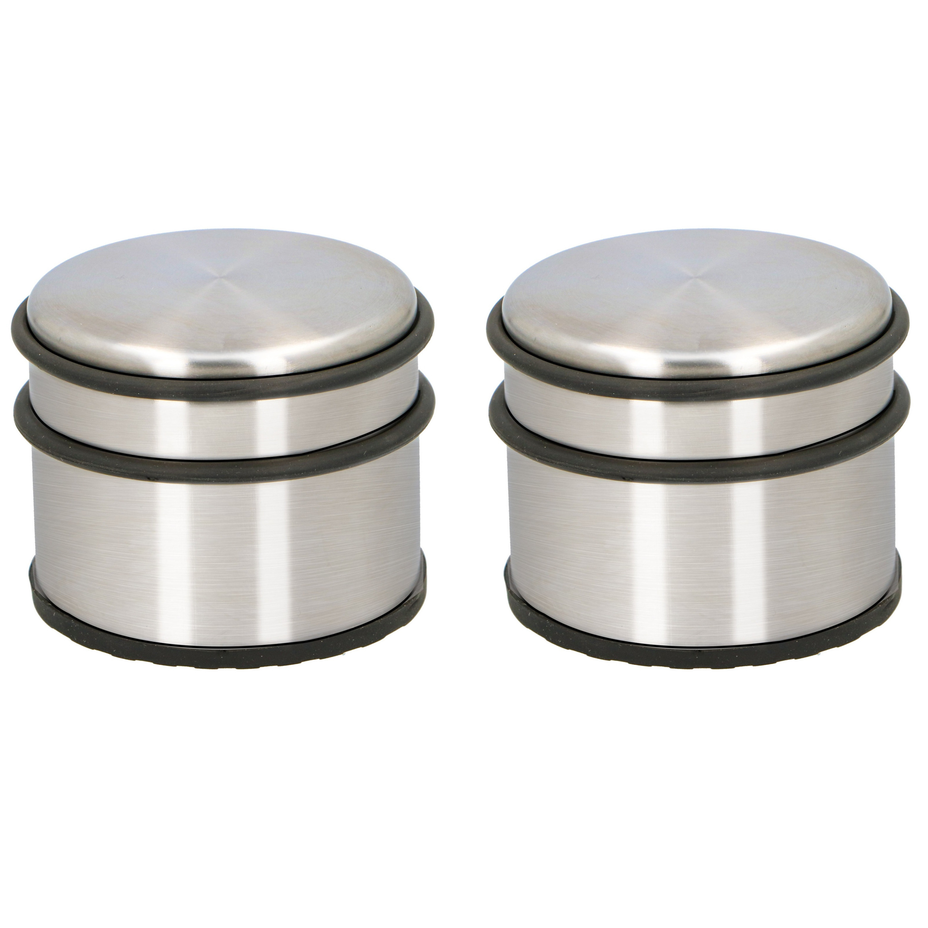 Alpina Deurstopper van 1.1 kilo - Set van 2x stuks - staal - met zwart kunststof rand - 9 x 7 cm -