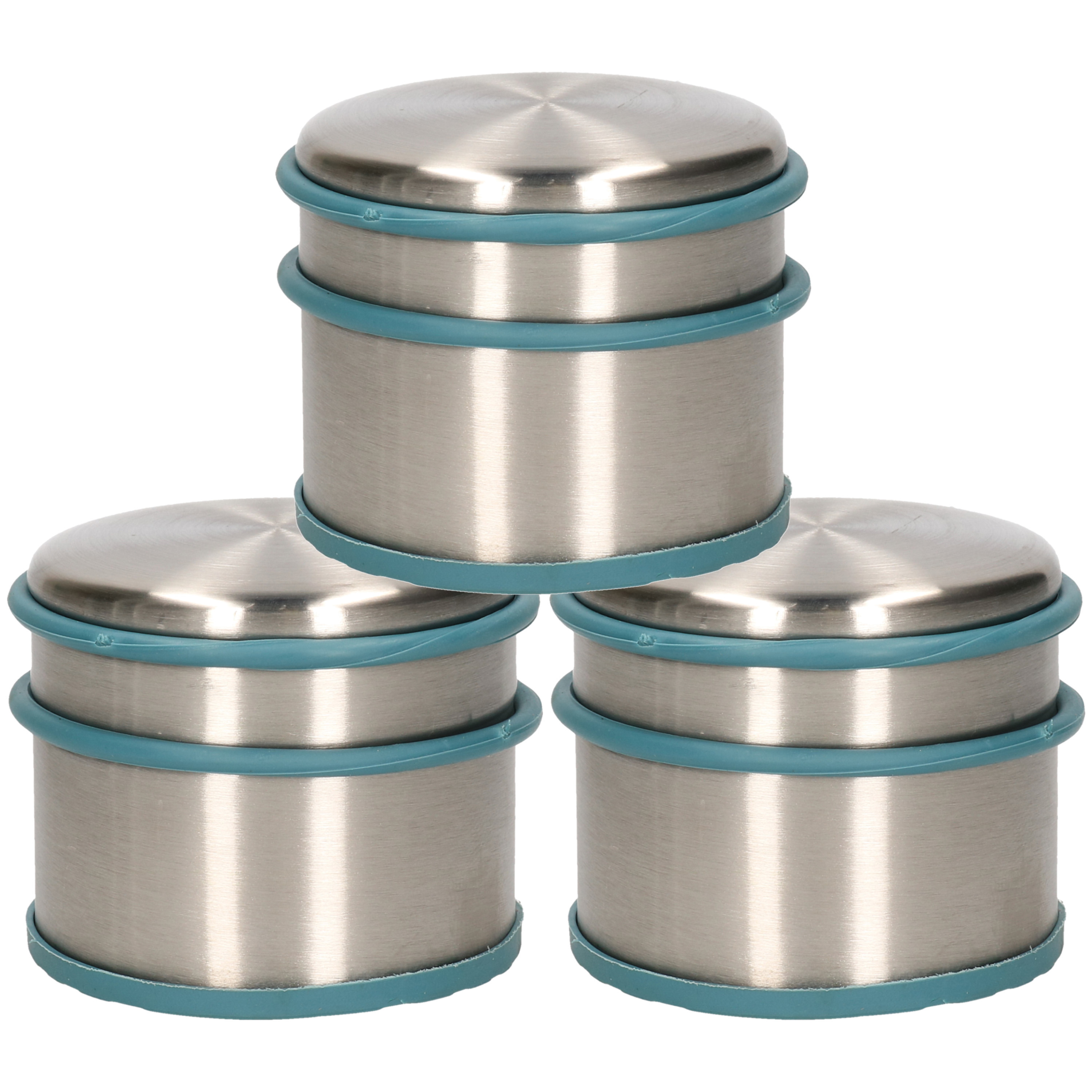 Alpina Deurstopper van 1.1 kilo - 3x stuks - staal - met blauw kunststof rand - 9 x 7 cm -