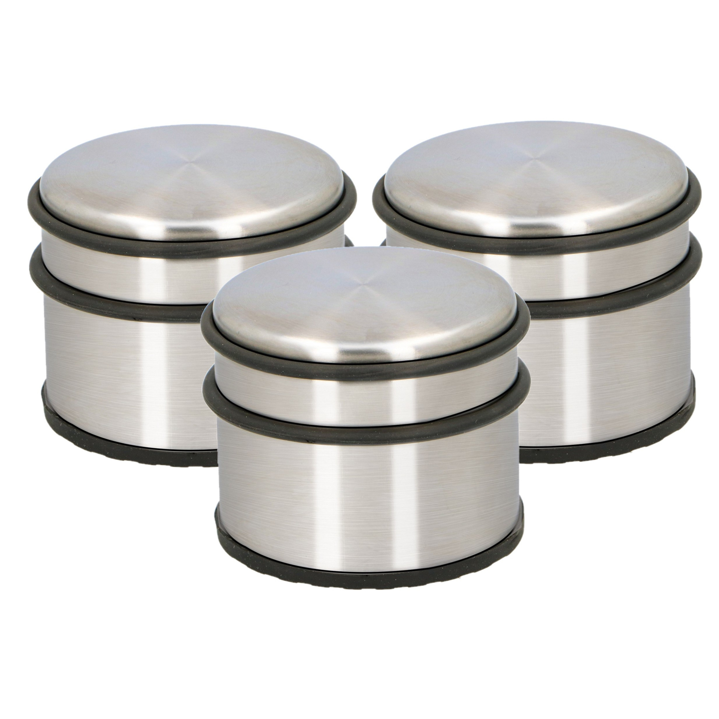 Alpina Deurstopper van 1.1 kilo - Set van 3x stuks - staal - met zwart kunststof rand - 9 x 7 cm -