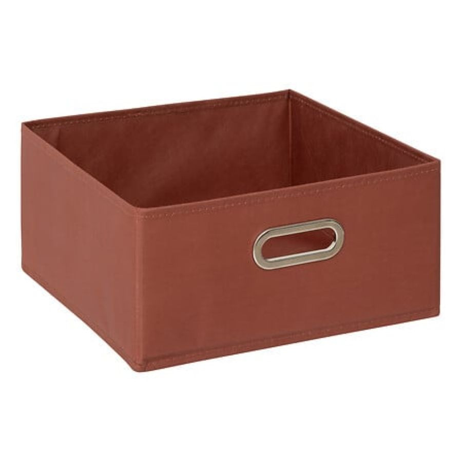 5five Opbergmand/kastmand - terracotta - linnen - 14 liter - 31 x 31 x 15 cm - Opbergbox - Vakkenkast -