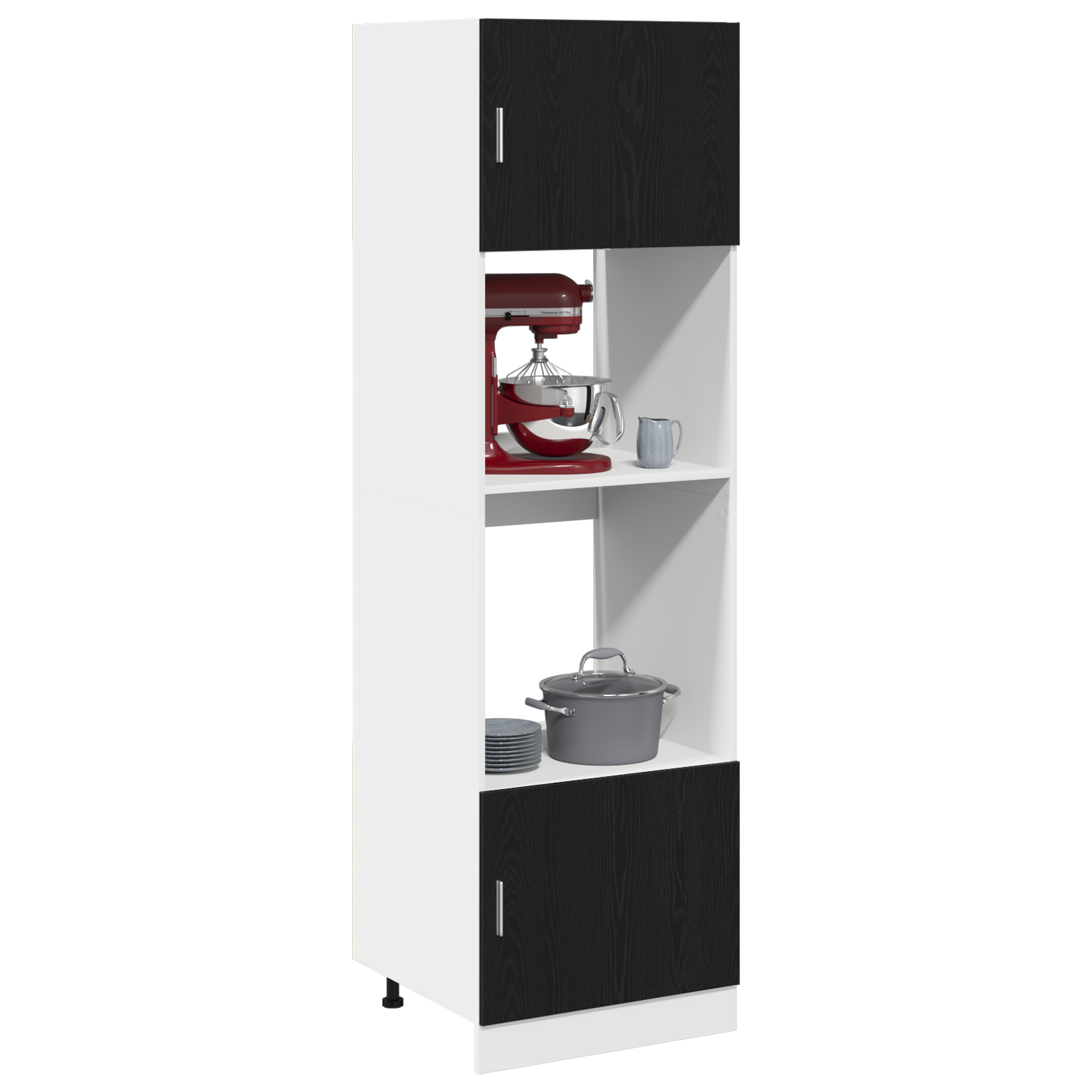 vidaXL Magnetronkast Zwart eiken 60 x 57 x 207 cm Bewerkt hout