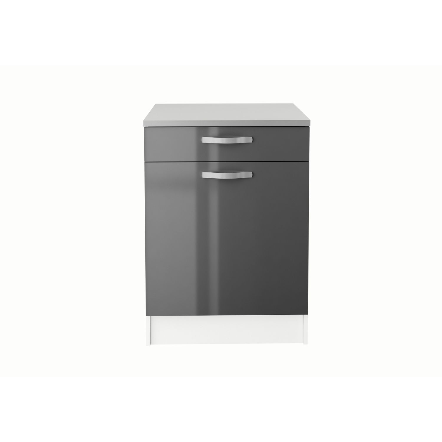 Praxis Onderkast Keuken Delice 60cm 1 Deur En 1 Lade Hoogglans Grijs