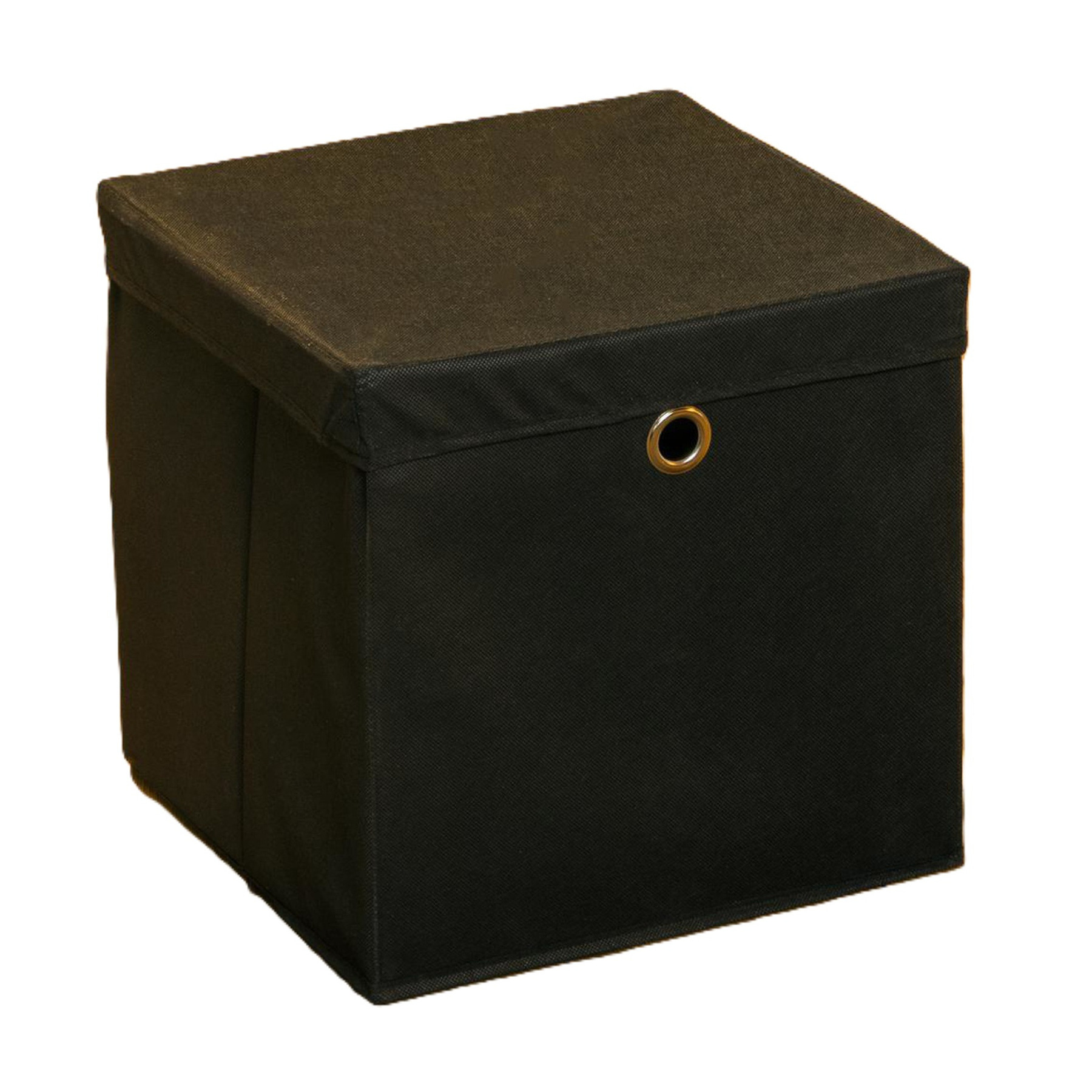 HI Opbergmand - zwart - 30 x 30 cm - kunststof℃- met deksel -