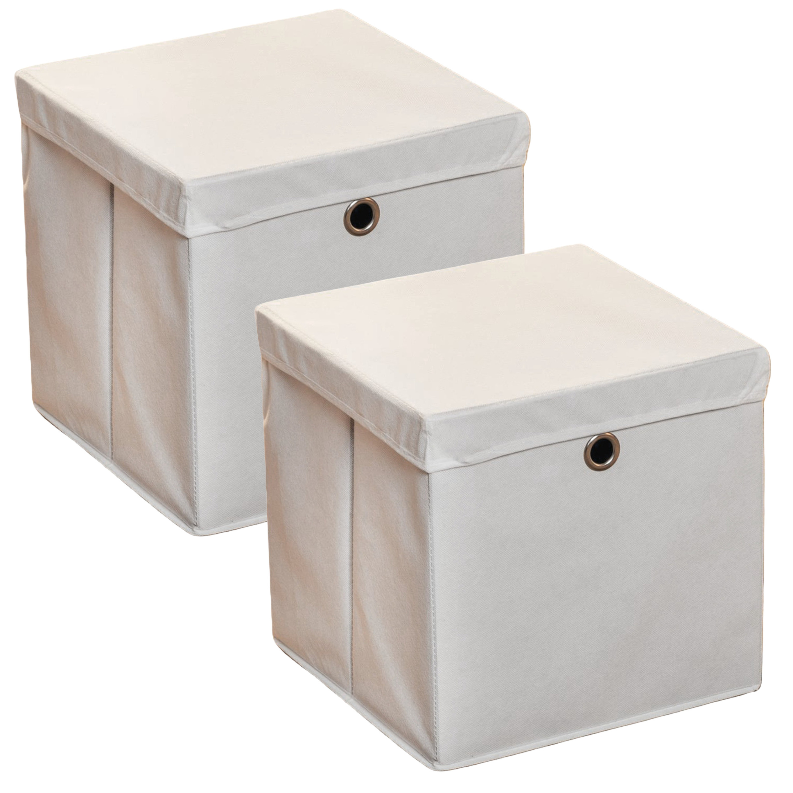 HI Opbergmand - 2x - grijs - 30 x 30 cm - kunststof - met deksel -
