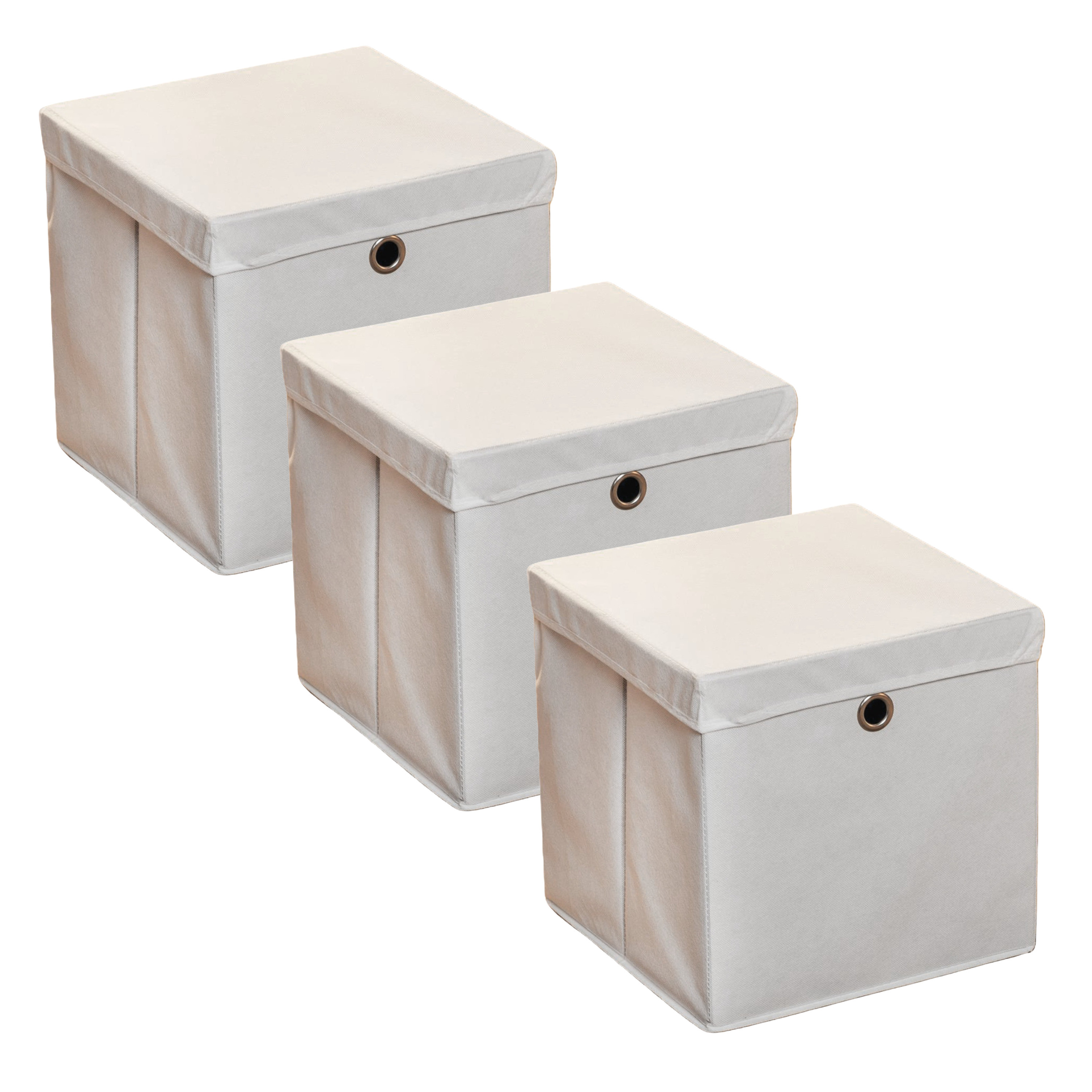 HI Opbergmand - 3x - grijs - 30 x 30 cm - kunststof - met deksel -