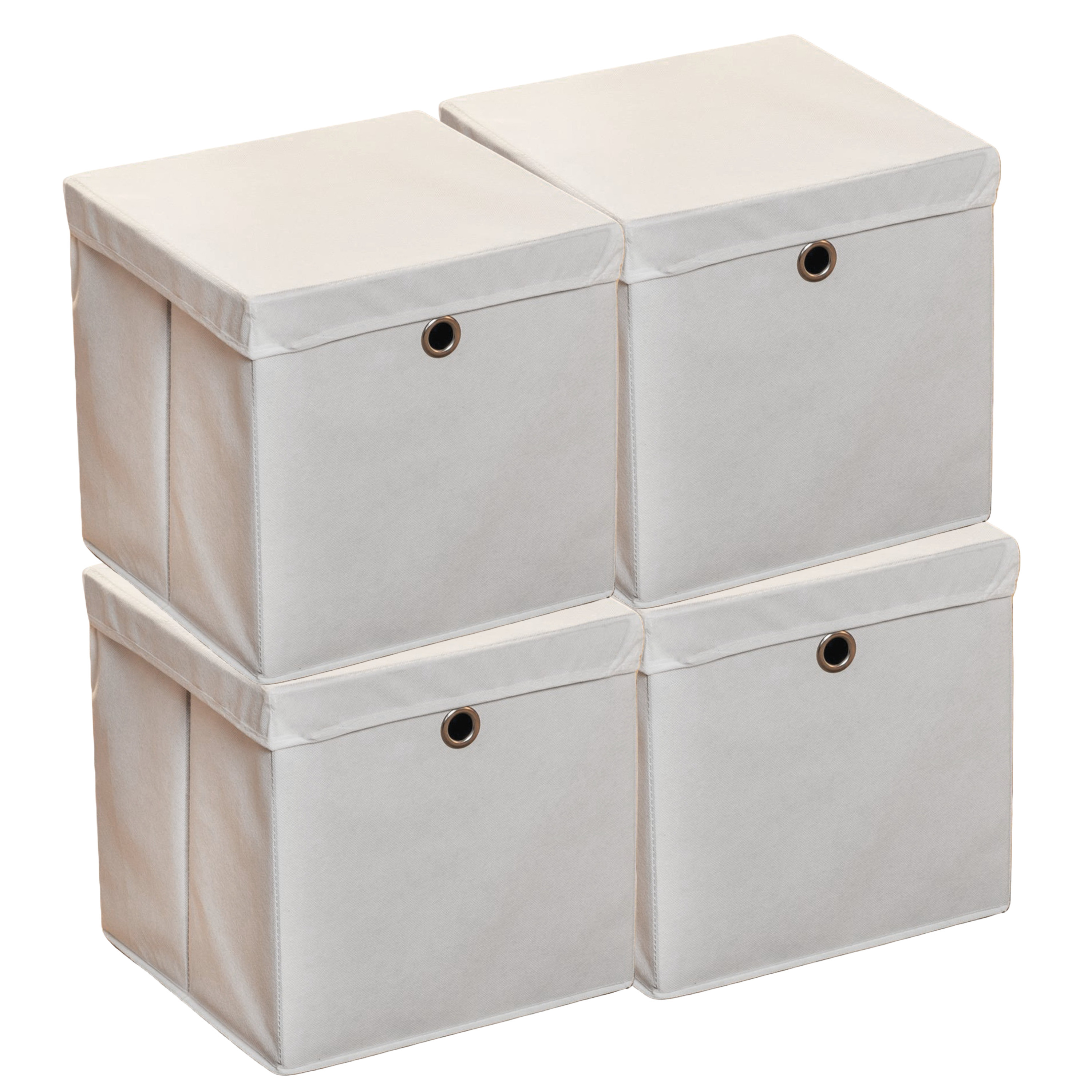 HI Opbergmand - 4x - grijs - 30 x 30 cm - kunststof - met deksel -