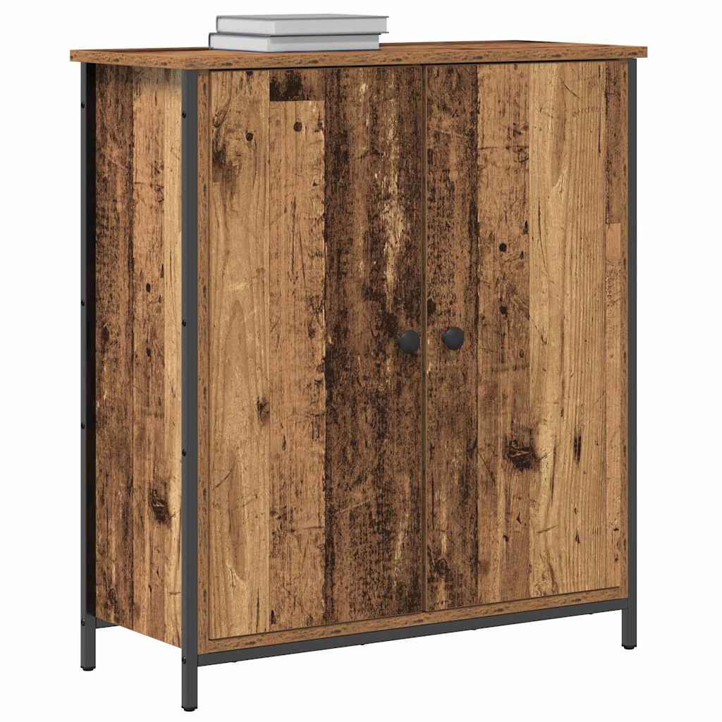 vidaXL Dressoir 70x30x80 cm bewerkt hout en staal oud houtkleurig