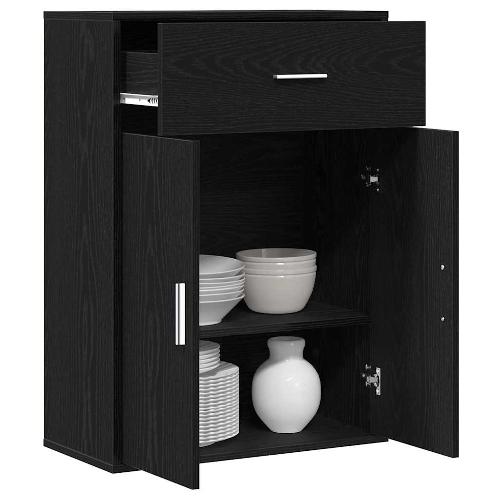 vidaXL Dressoir met lade Zwart eiken 79 x 38 x 80 cm Bewerkt hout
