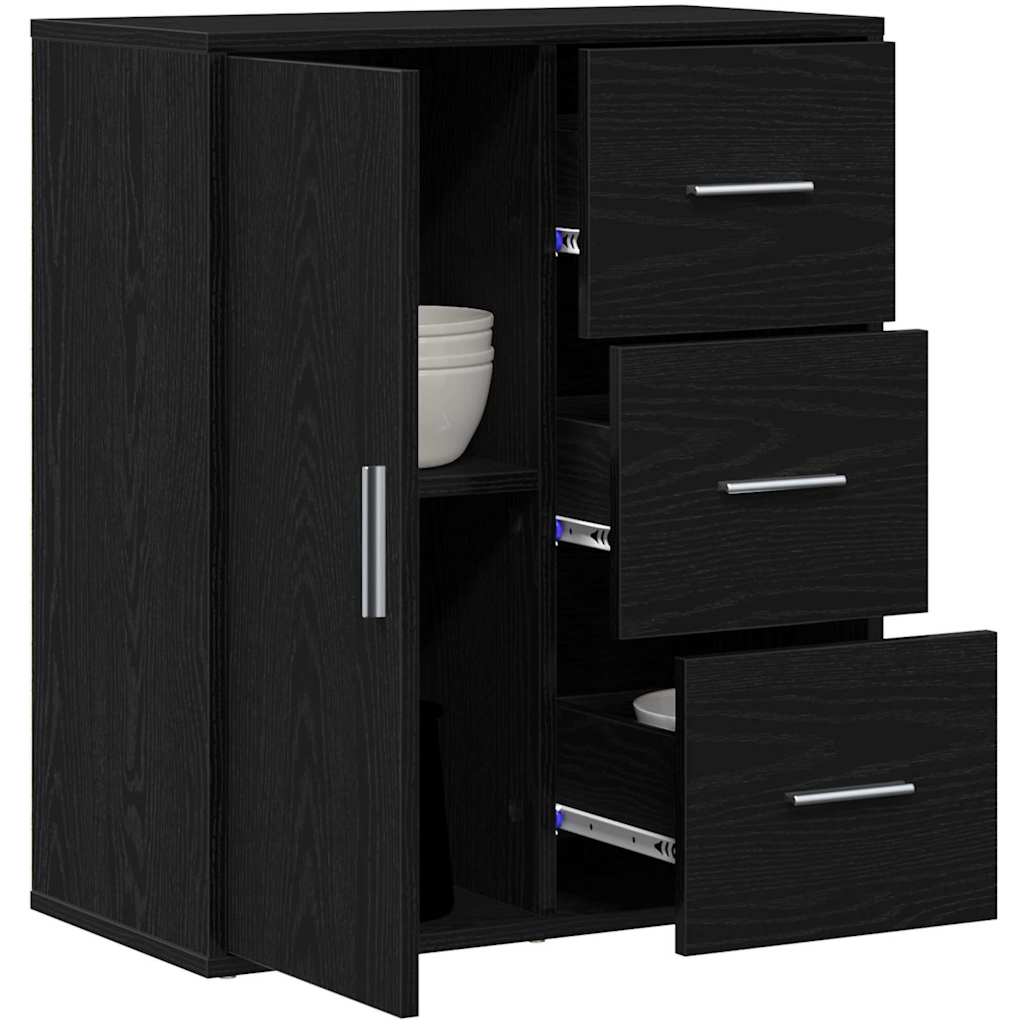 vidaXL Dressoir met lade Zwart eiken 60 x 31 x 70 cm Bewerkt hout