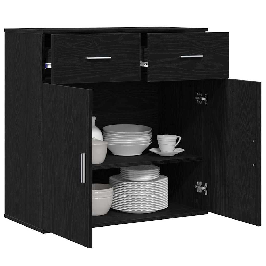 vidaXL Dressoir met lade Zwart eiken 79 x 38 x 80 cm Bewerkt hout