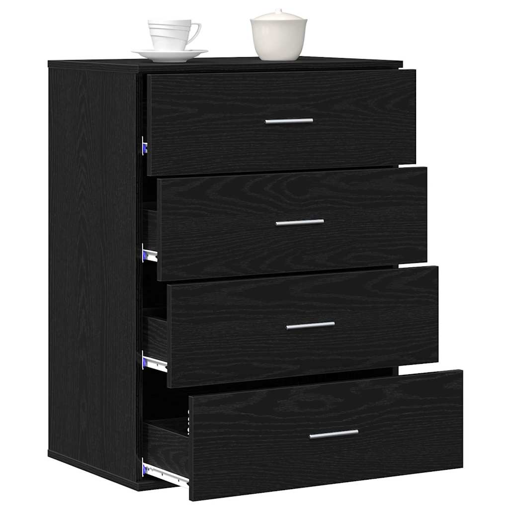 vidaXL Dressoir met lade Zwart eiken 60 x 39 x 80 cm Bewerkt hout