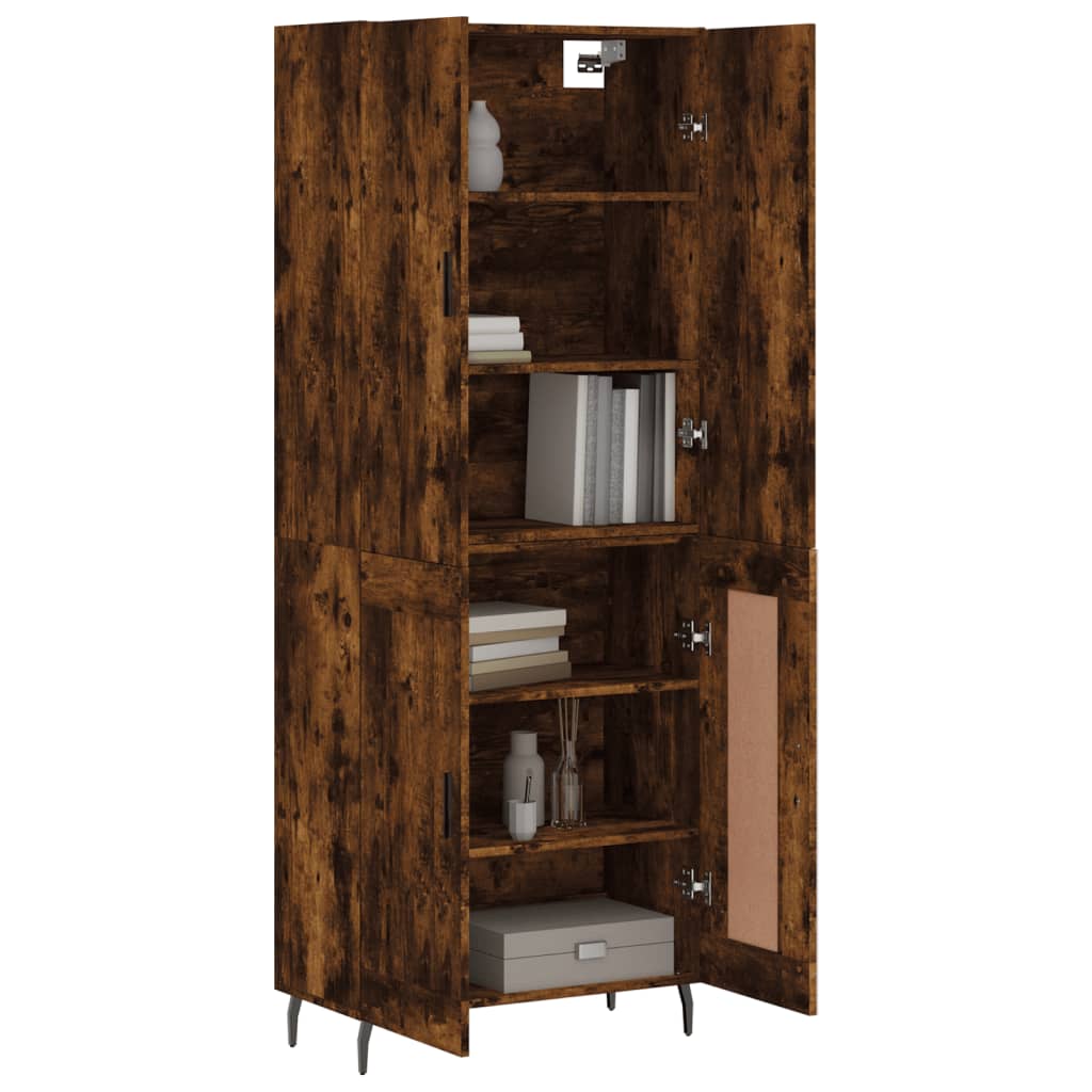 vidaXL Hoge kast 69,5x34x180 cm bewerkt hout gerookt eikenkleurig