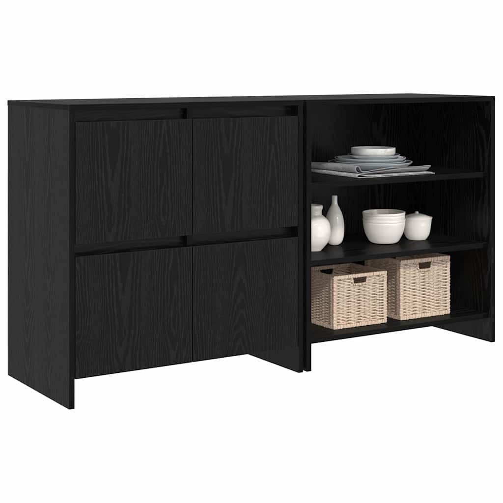 vidaXL Dressoirs 2 pcs Zwart eiken 70 x 41 x 75 cm Bewerkt hout