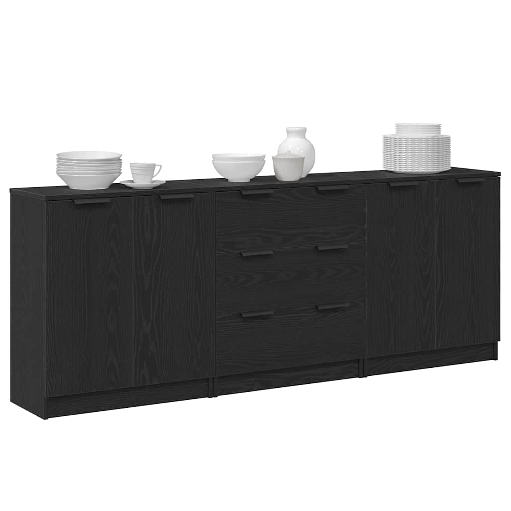 vidaXL Sideboard met lade Zwart Eiken 180 x 30 x 70 cm Bewerkt hout