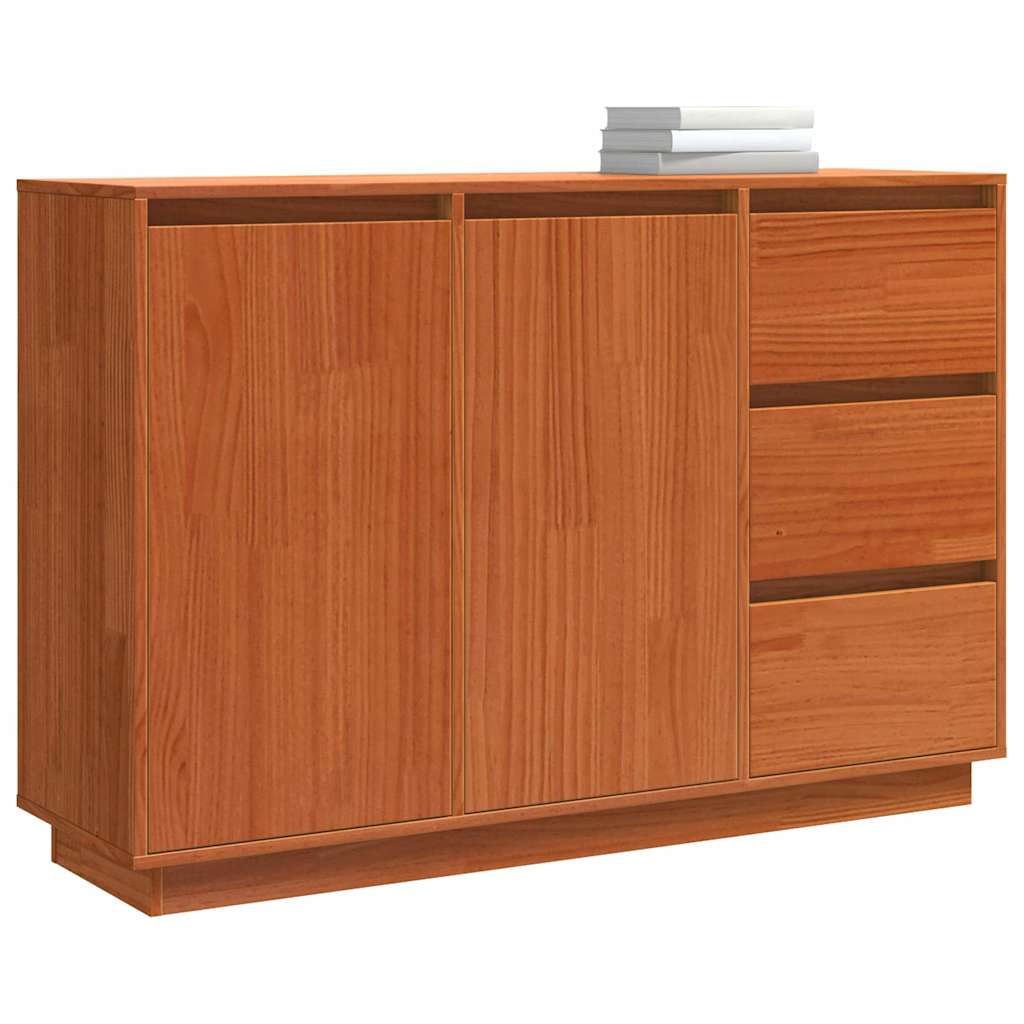 vidaXL Dressoir met lade Bruin 111 x 34 x 75 cm Massief grenenhout