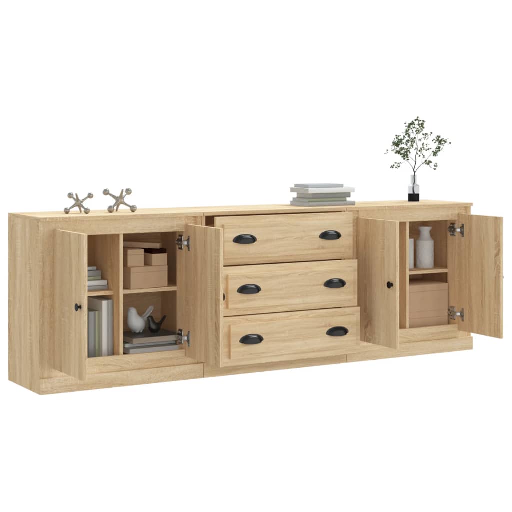 vidaXL Dressoirs 3 st bewerkt hout sonoma eiken