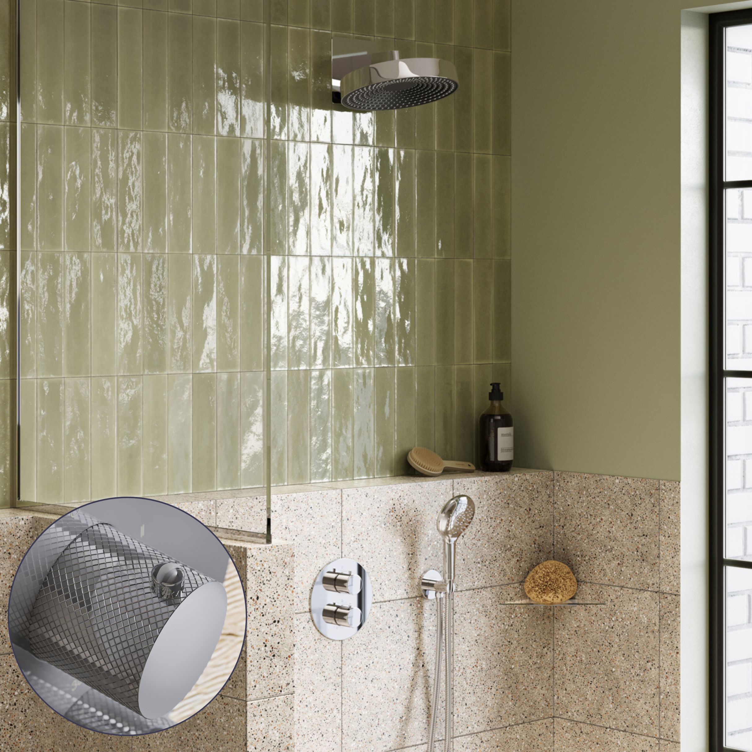 Saniclear Evolution Curved inbouw regendouche rond met 2 standen handdouche chroom