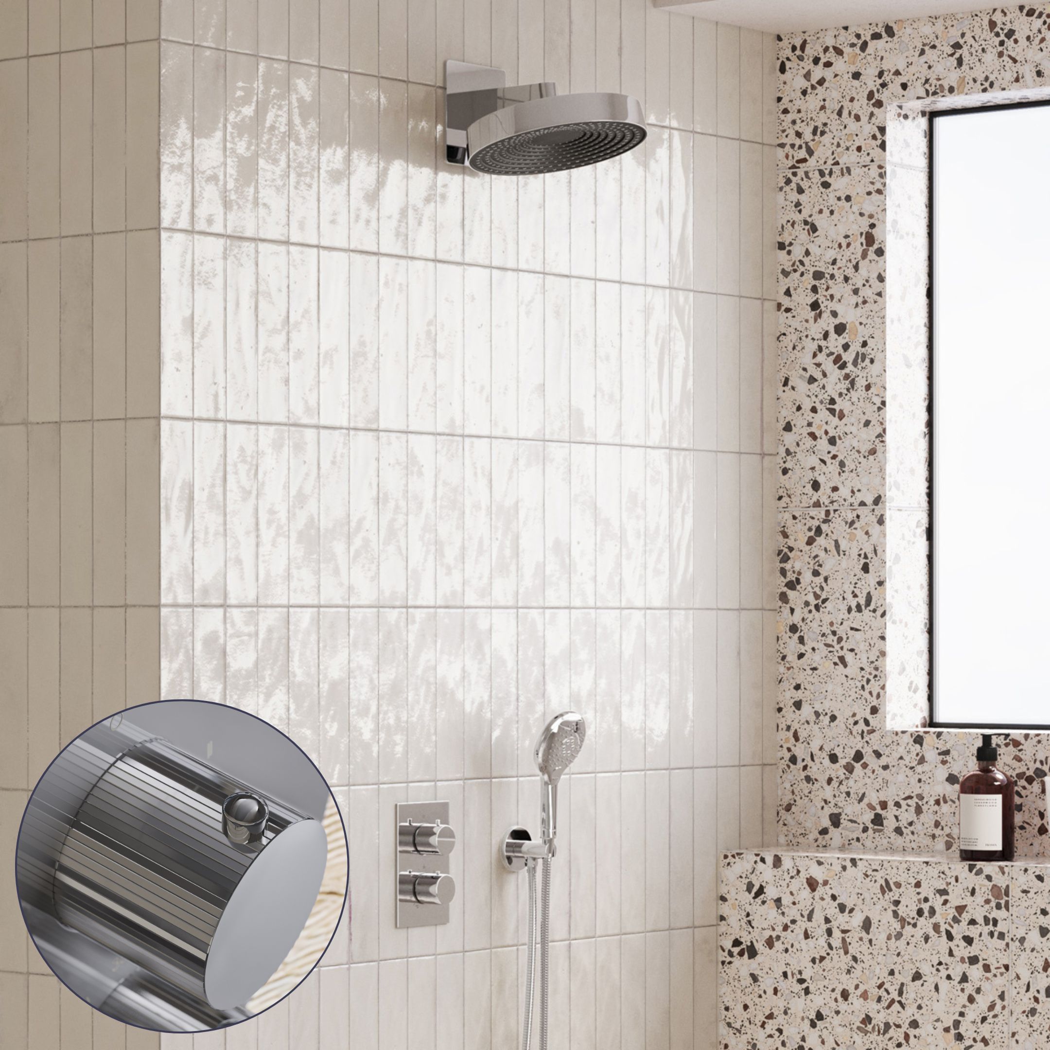 Saniclear Evolution Stripes inbouw regendouche met 2 standen handdouche chroom