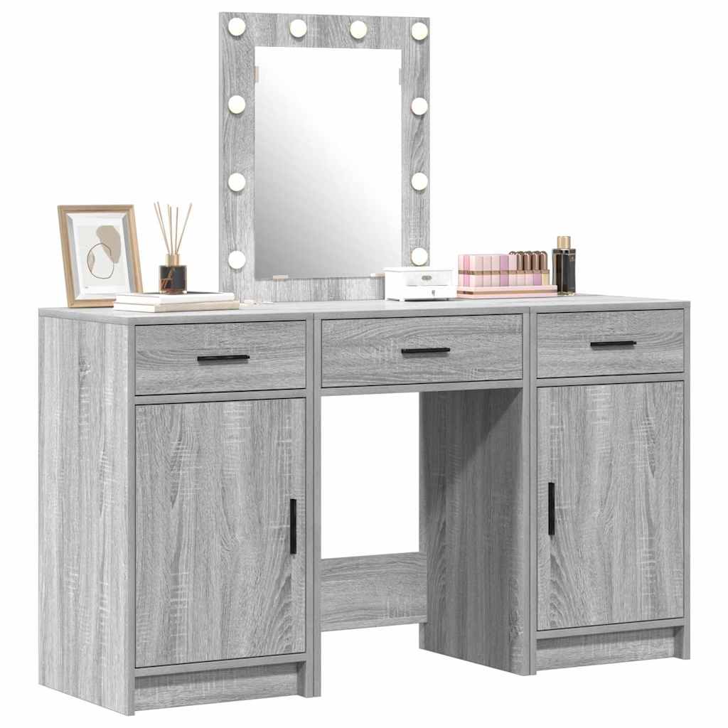 vidaXL Plafondtafel met lade 3 pcs Grijs 50 x 41 x 135 cm Bewerkt hout