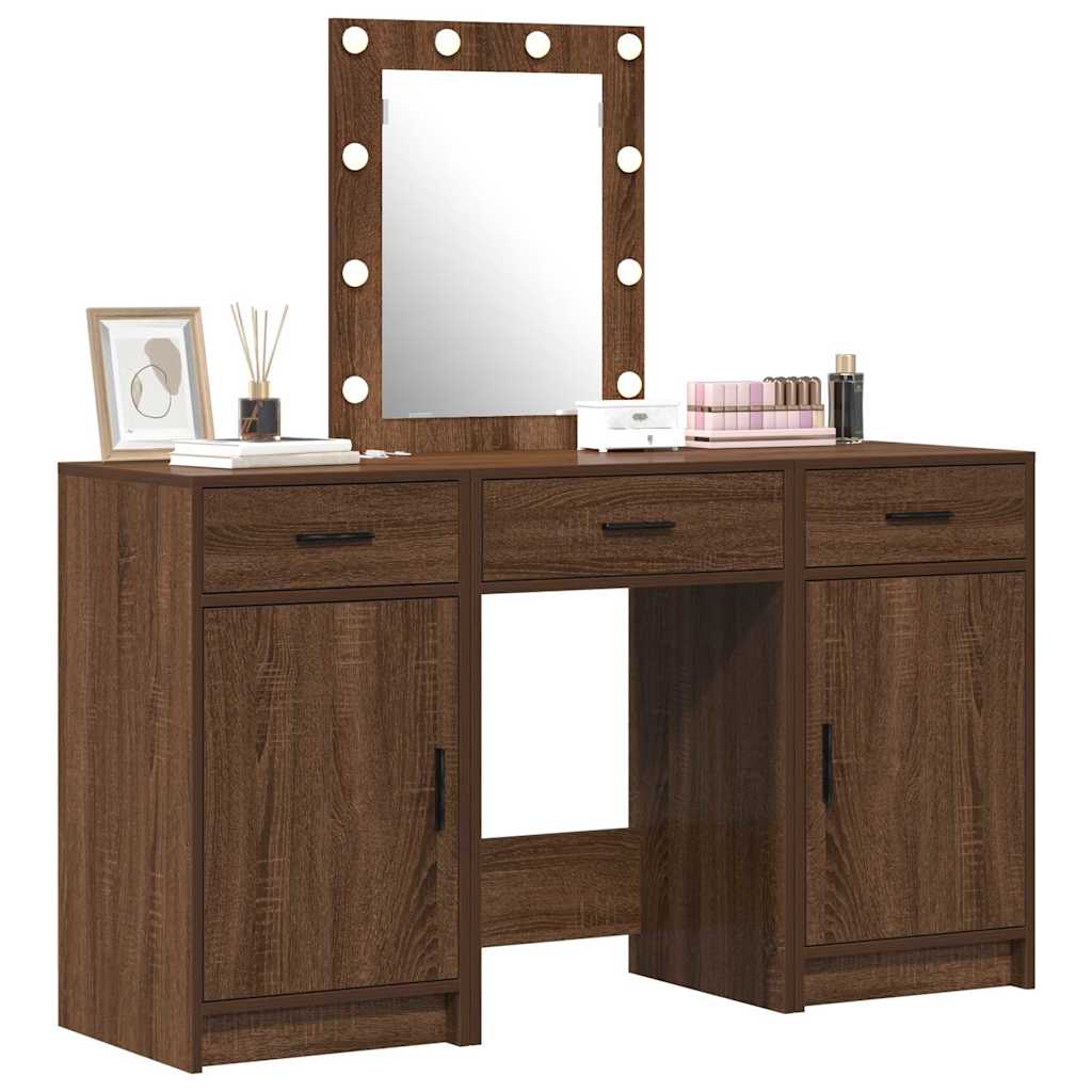 vidaXL Plafondtafel met lade 3 pcs Bruin 50 x 41 x 135 cm Bewerkt hout
