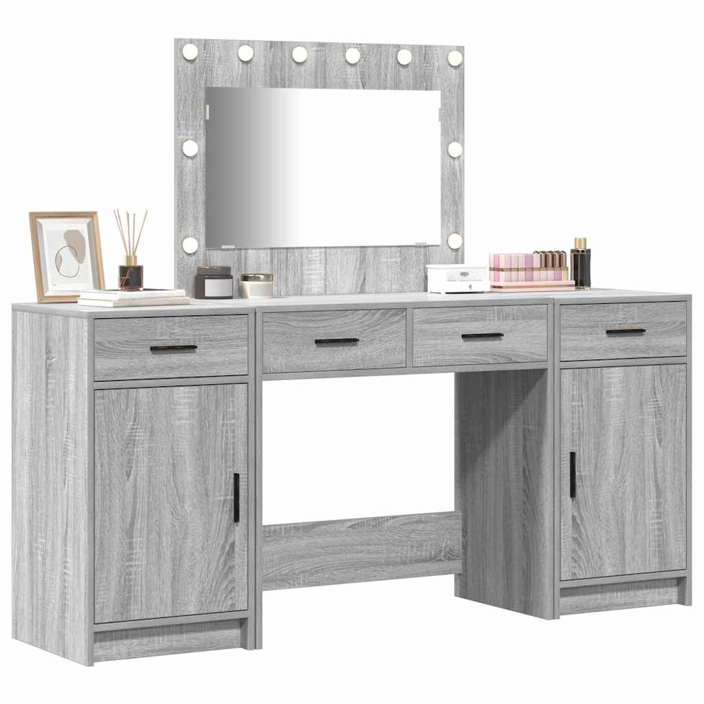 vidaXL Plafondtafel met lade 3 pcs Grijs 40 x 41 x 75 cm Bewerkt hout