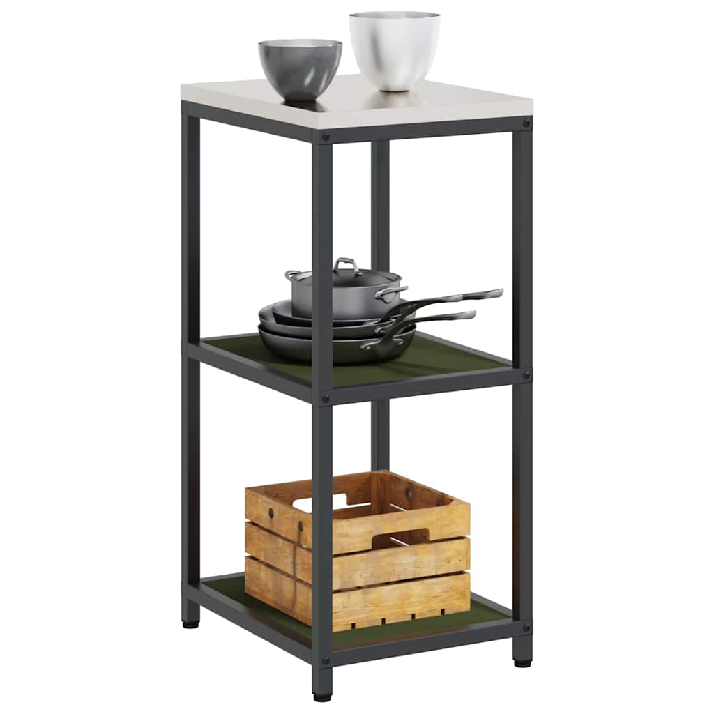vidaXL Keuken opslag plank met plank met opslag Olijfgroen Staal