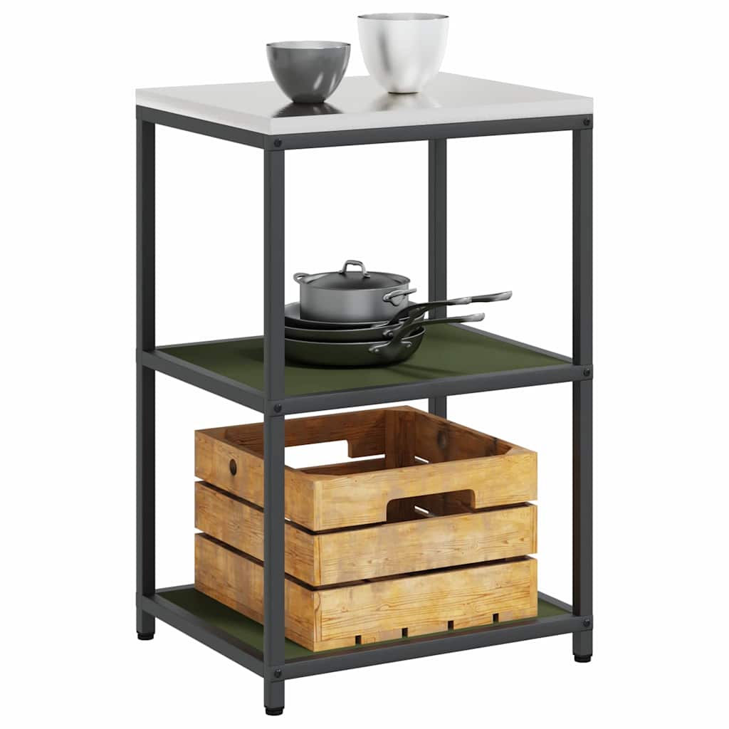 vidaXL Keuken opslag plank met plank met opslag Olijfgroen Staal