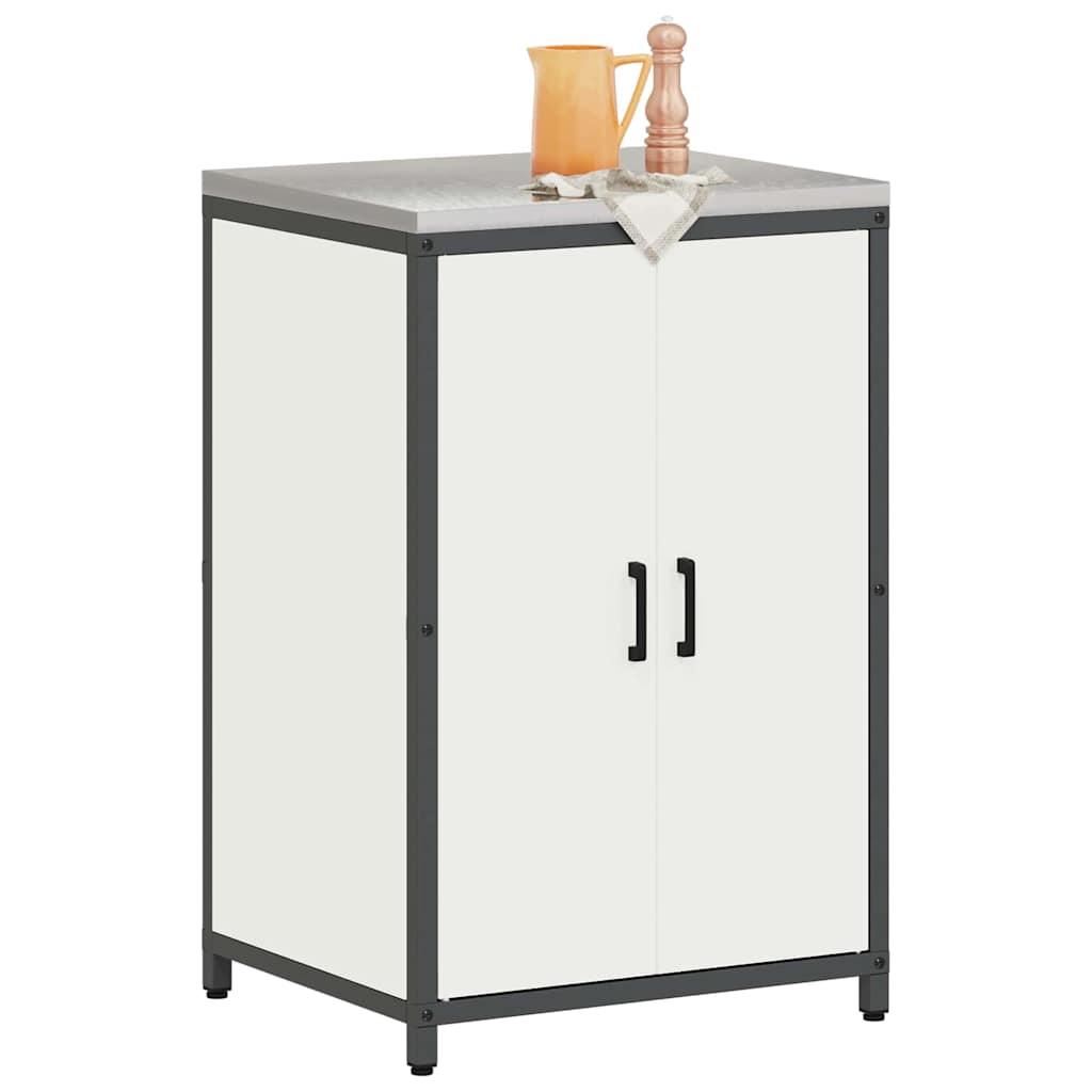 vidaXL Keukenopslag Kast met plank met opslag met de deur Wit Staal