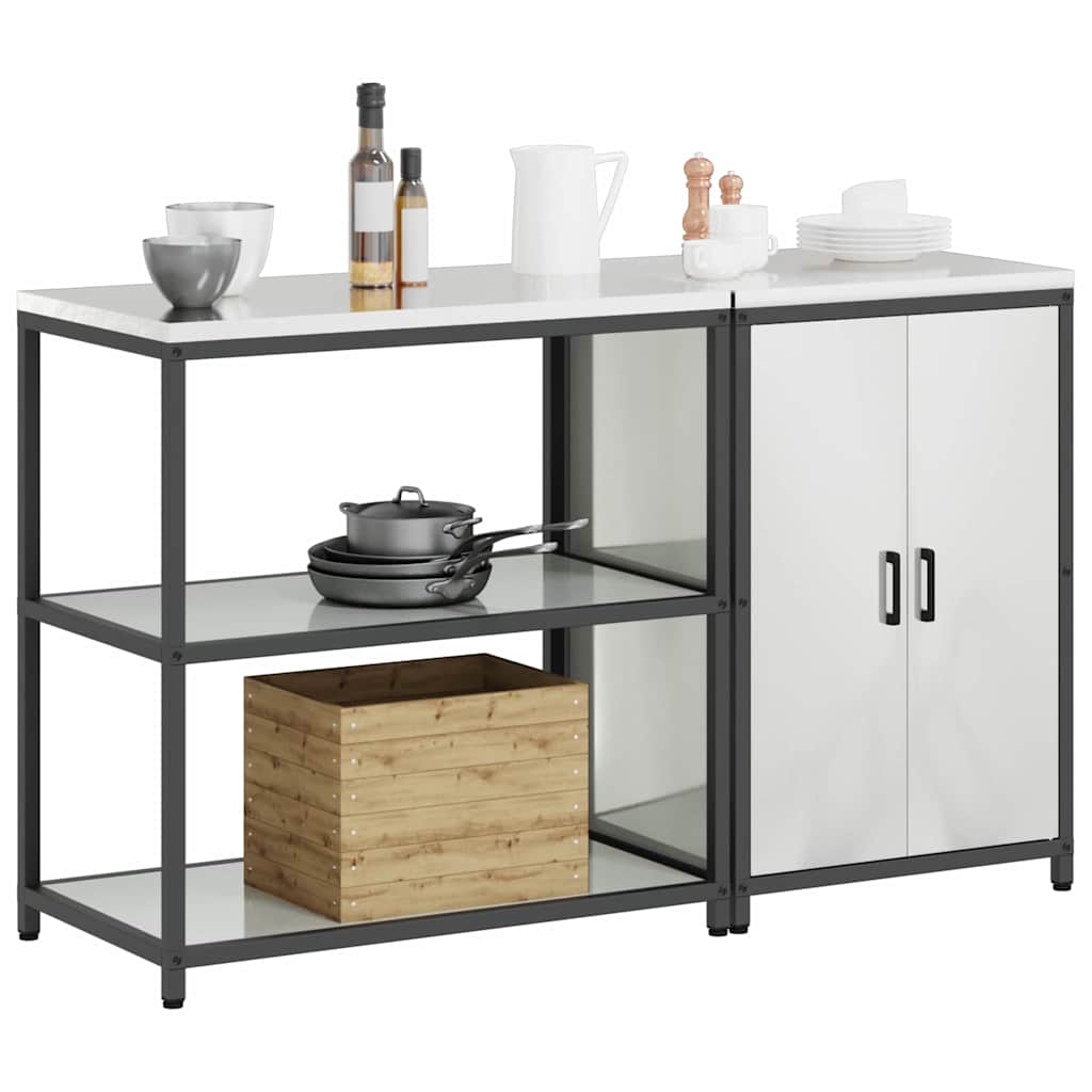 vidaXL Keukenopslag set met plank 2 pcs Zilver 150 x 50 x 92 cm