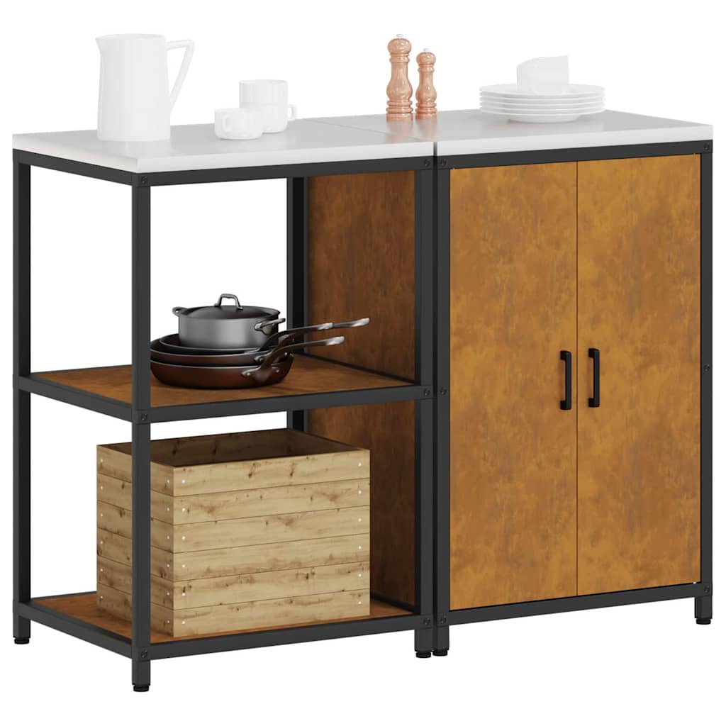 vidaXL Keukenopslag set 2 pcs Roestig 120 x 50 x 92 cm Cortenstaal