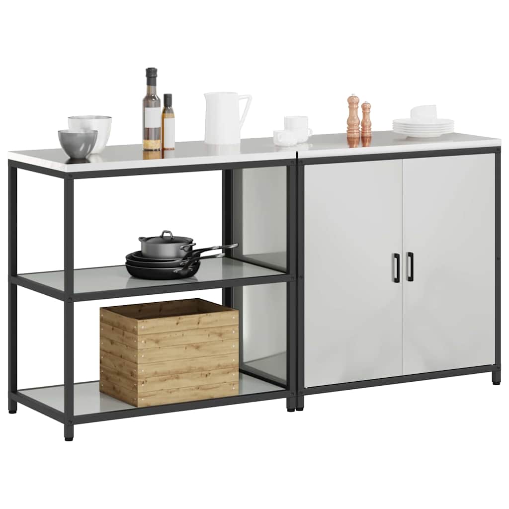 vidaXL Keukenopslag set met plank 2 pcs Zilver 180 x 50 x 92 cm
