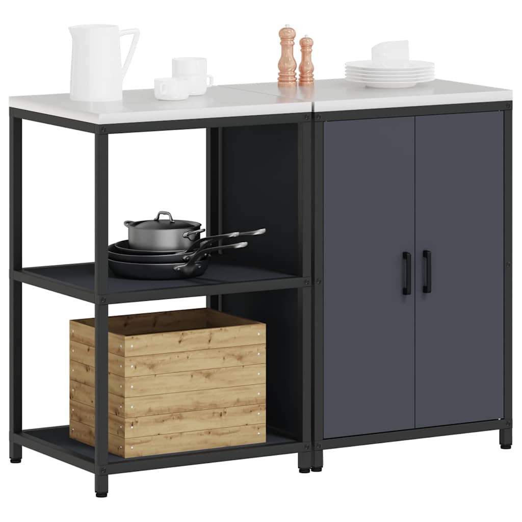 vidaXL Keukenopslag set met plank 2 pcs Antraciet 120 x 50 x 92 cm