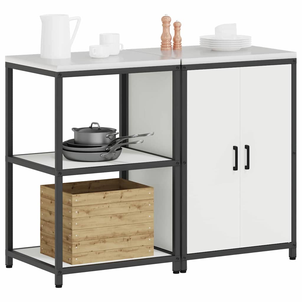 vidaXL Keukenopslag set 2 pcs Wit 120 x 50 x 92 cm Koudgewalst staal