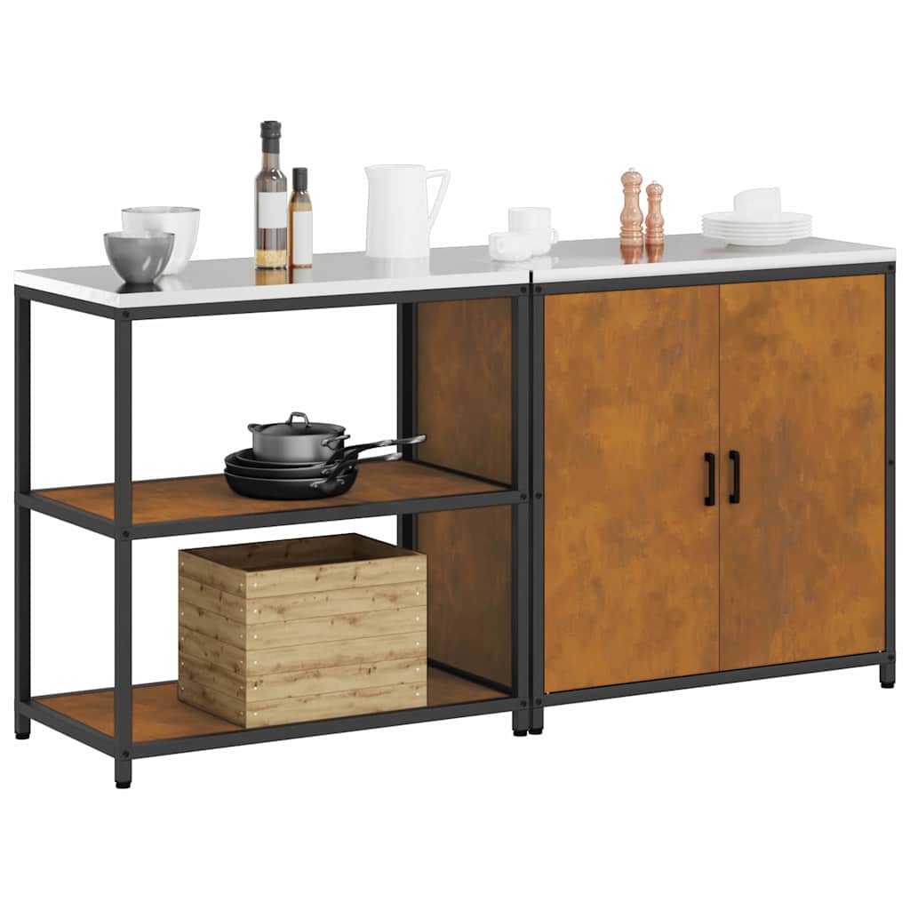 vidaXL Keukenopslag set 2 pcs Roestig 180 x 50 x 92 cm Cortenstaal