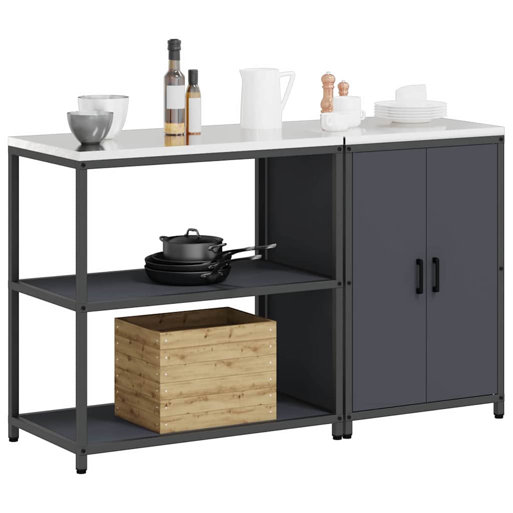 vidaXL Keukenopslag set met plank 2 pcs Antraciet 150 x 50 x 92 cm