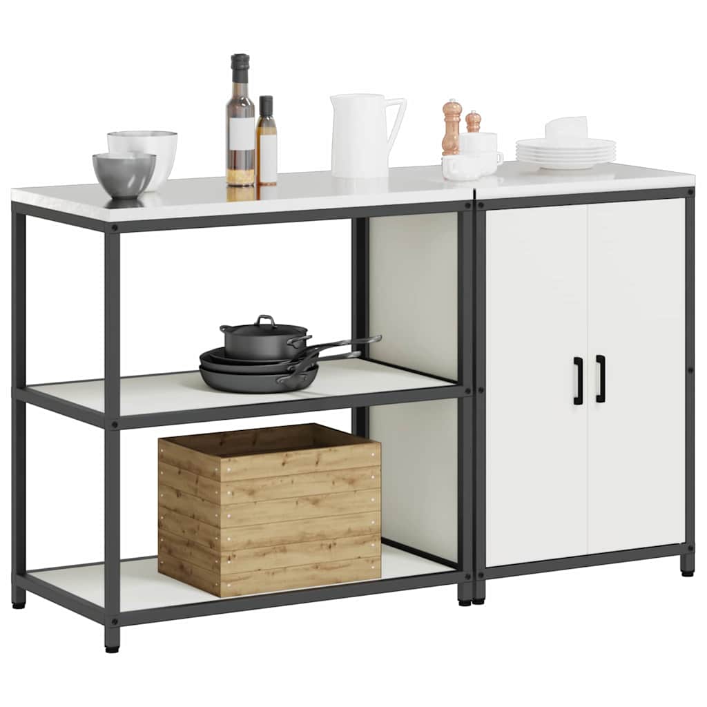 vidaXL Keukenopslag set 2 pcs Wit 150 x 50 x 92 cm Koudgewalst staal