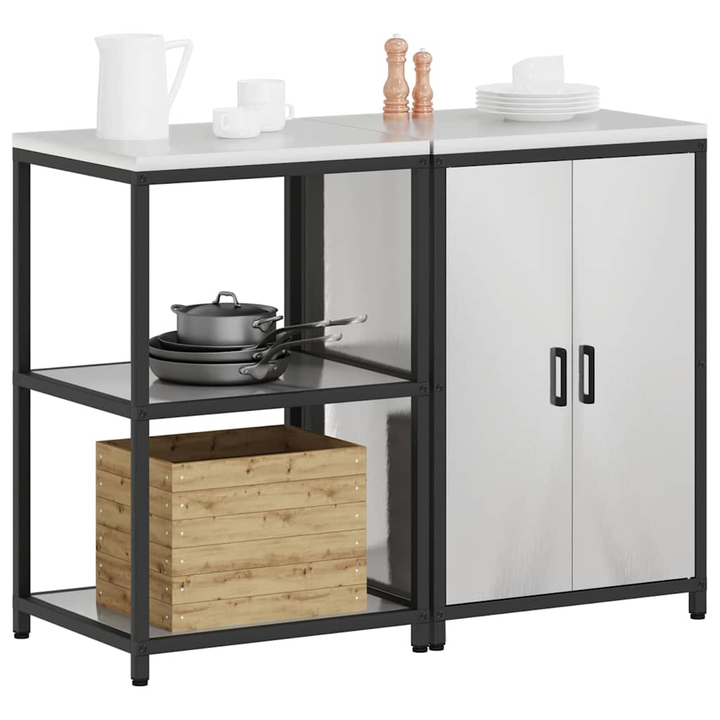 vidaXL Keukenopslag set 2 pcs Zilver 120 x 50 x 92 cm Roestvrij staal