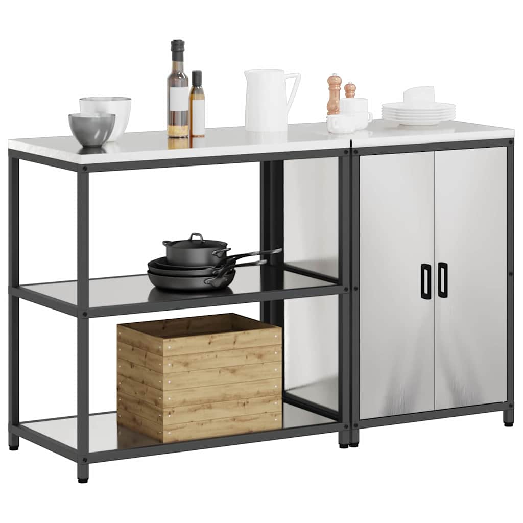 vidaXL Keukenopslag set 2 pcs Zilver 150 x 50 x 92 cm Roestvrij staal