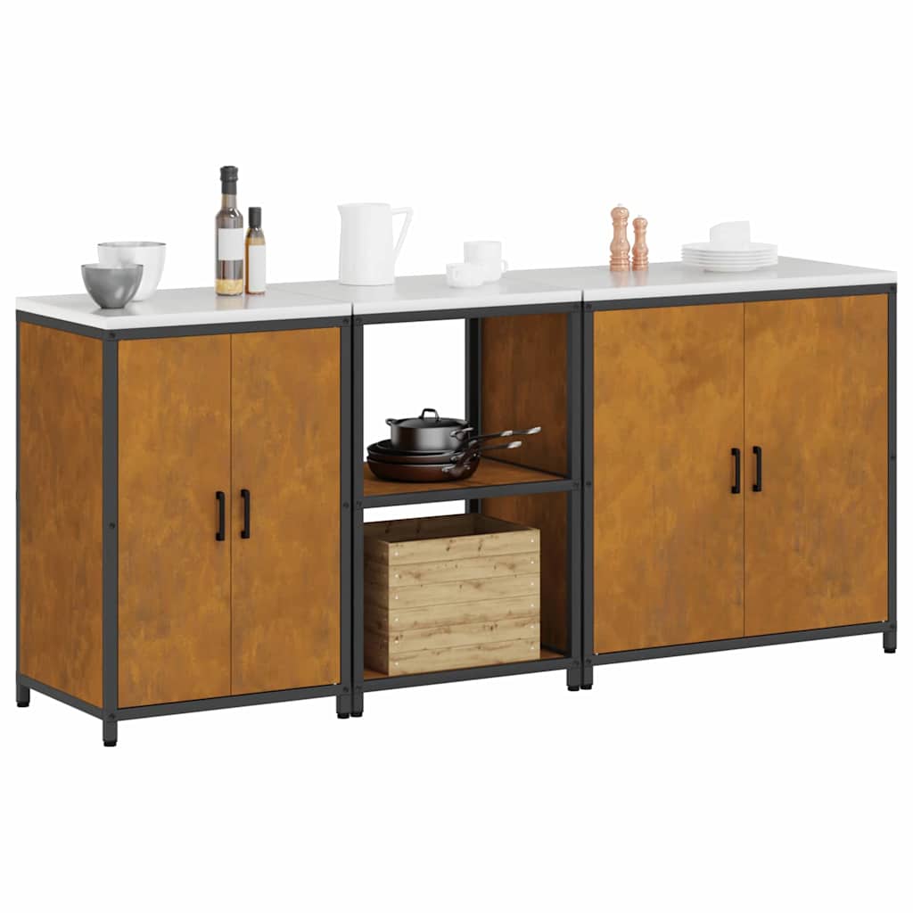 vidaXL Keukenopslag set 3 pcs Roestig 210 x 50 x 92 cm Cortenstaal
