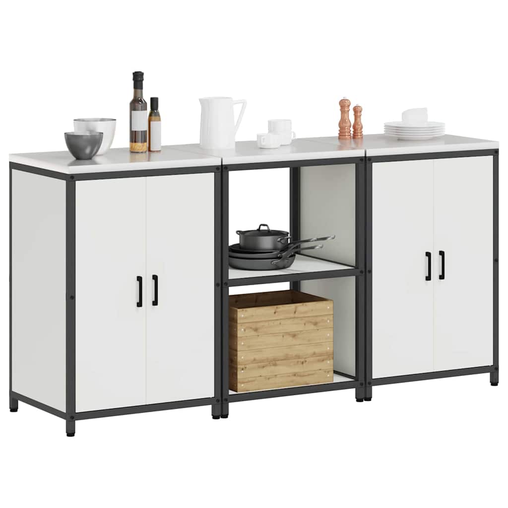 vidaXL Keukenopslag set 3 pcs Wit 180 x 50 x 92 cm Koudgewalst staal