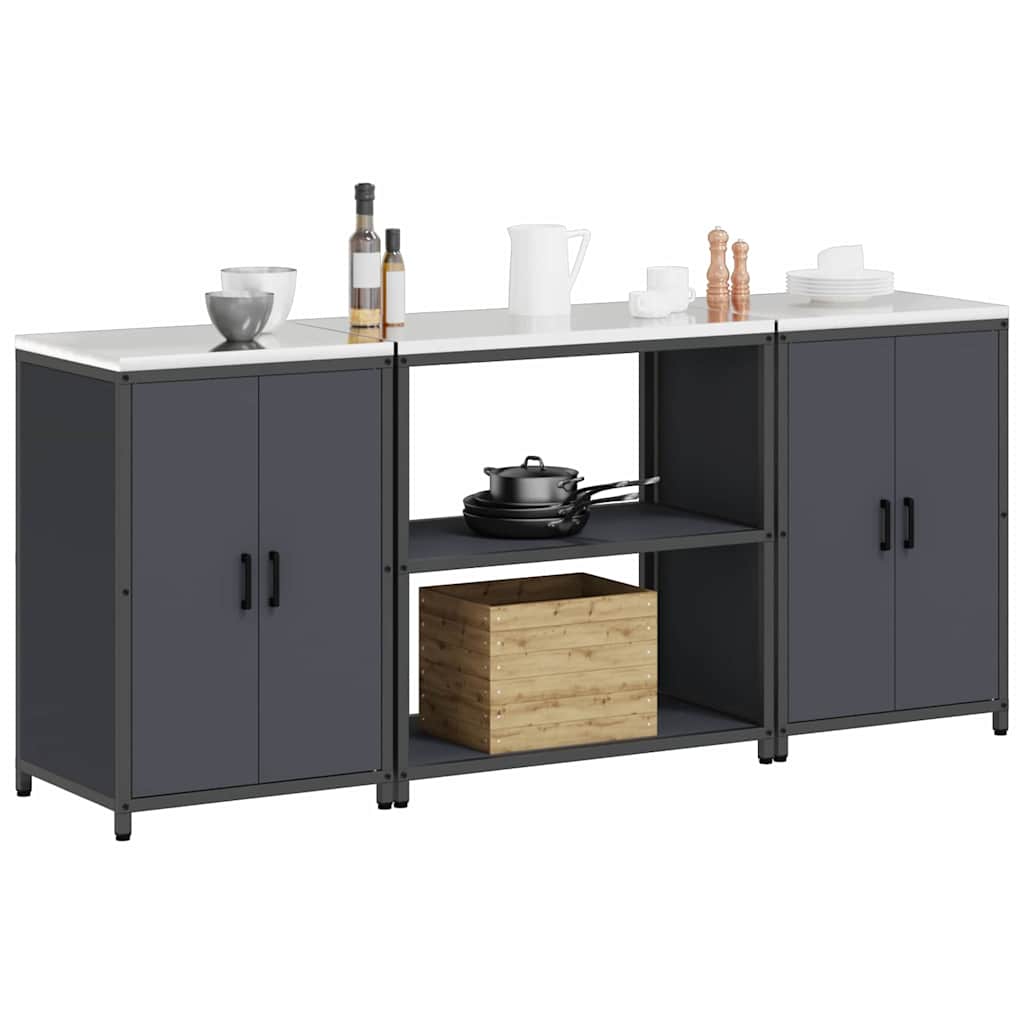 vidaXL Keukenopslag set met plank 3 pcs Antraciet 210 x 50 x 92 cm
