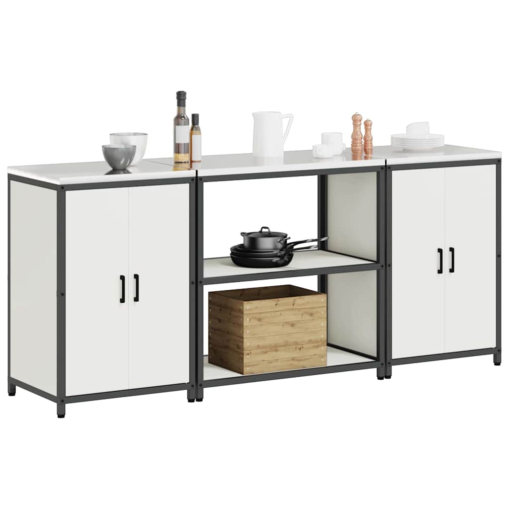 vidaXL Keukenopslag set 3 pcs Wit 210 x 50 x 92 cm Koudgewalst staal