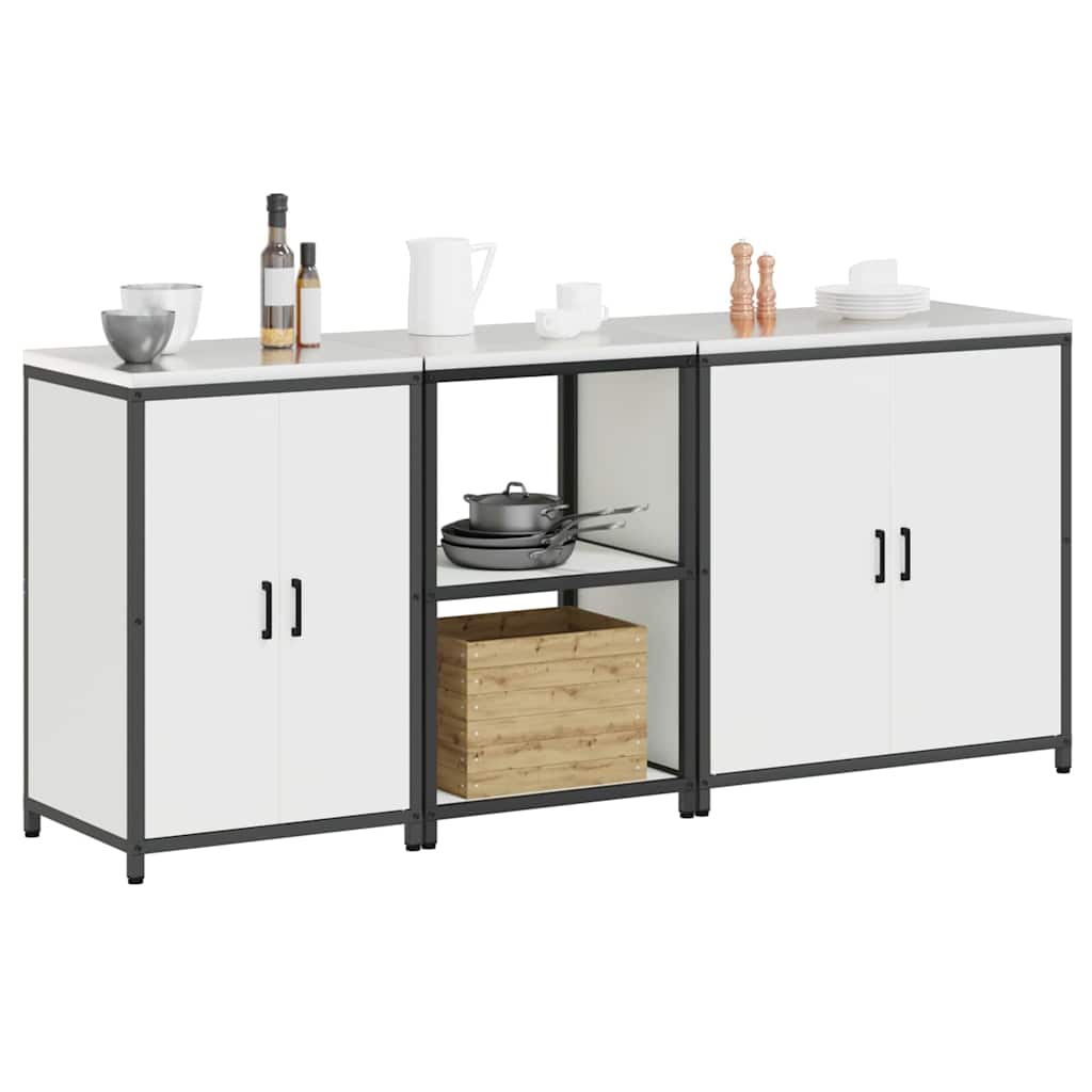 vidaXL Keukenopslag set 3 pcs Wit 210 x 50 x 92 cm Koudgewalst staal