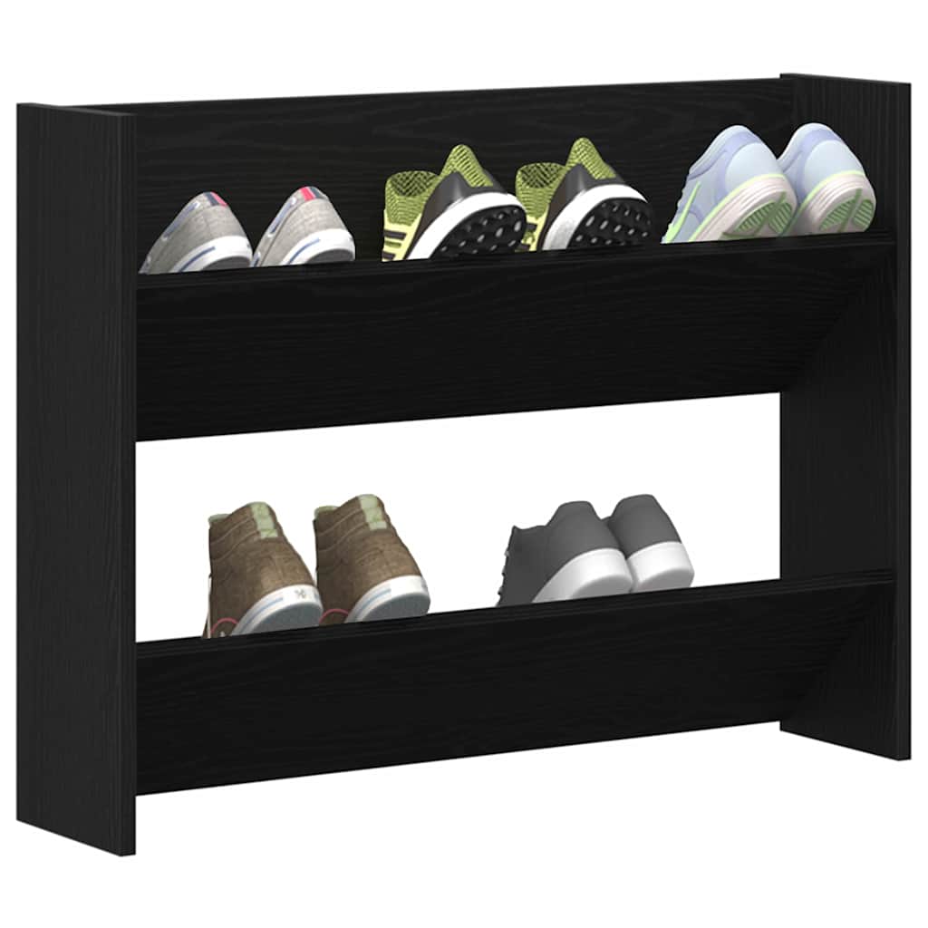 vidaXL Wand Schoenenkasten met plank Anders Zwart eiken Bewerkt hout