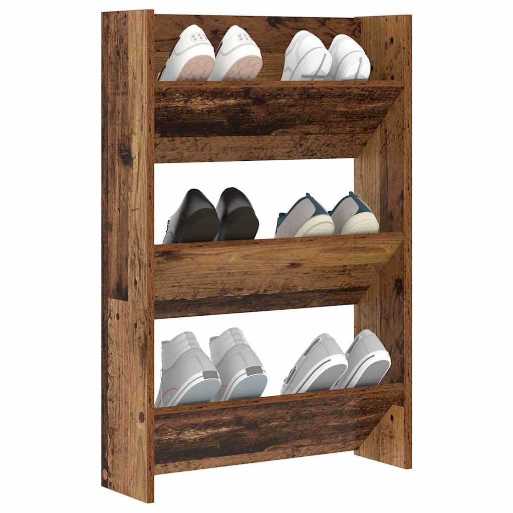 vidaXL Wand Schoenenkasten met plank Anders Oud hout Bewerkt hout