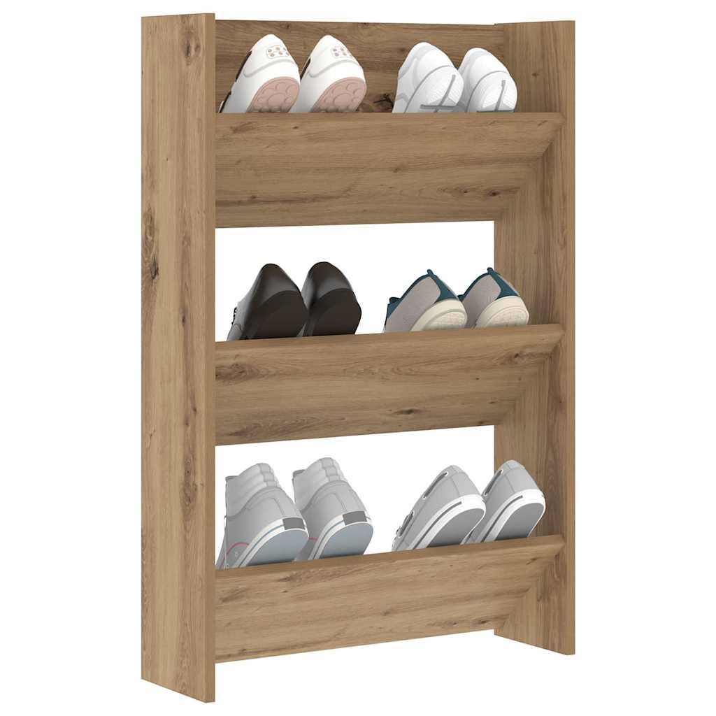 vidaXL Wand Schoenenkasten Anders artisanaal eikenkleurig Bewerkt hout